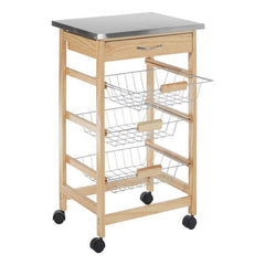 Harlow Glenn 3 Wire Baskets Pinewood Kitchen Trolley Home Luxe Interior