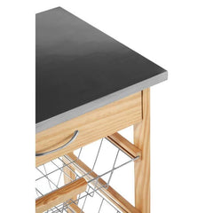 Harlow Glenn 3 Wire Baskets Pinewood Kitchen Trolley Home Luxe Interior