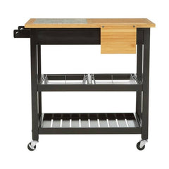 Harlow Glenn Wide Kitchen Trolley with Granite Top Home Luxe Interior