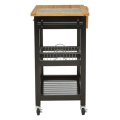 Harlow Glenn Wide Kitchen Trolley with Granite Top Home Luxe Interior