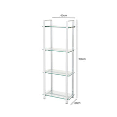 Harry 160cm Chrome and Clear Glass 4 Tier Display Unit