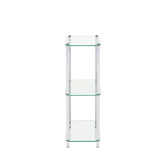 Harry 86.4cm Slim Chrome and Clear Glass 3 Tier Display Unit
