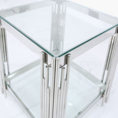 Hayden Steel Tubes & Clear Glass End Table