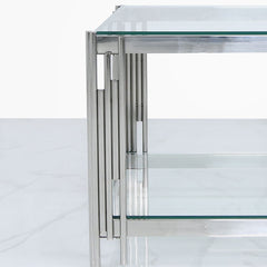 Hayden Steel Tubes & Clear Glass End Table