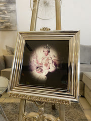 Her Majesty The Queen Coronation With Chrome Frame 55Cm X 55Cm