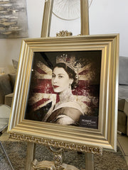 Her Majesty The Queen Portrait With Golden Frame 55Cm X 55Cm