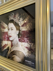 Her Majesty The Queen Portrait With Golden Frame 55Cm X 55Cm