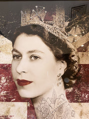 Her Majesty The Queen Portrait With Golden Frame 85Cm X 85Cm