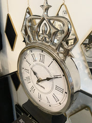 Hollywood Silver Crown Round Mantle Clock