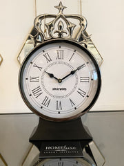Hollywood Silver Crown Round Mantle Clock