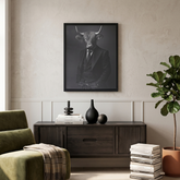 Home Luxe Highland Cow In Suit Framed Wall Art Black & White 60x45cm