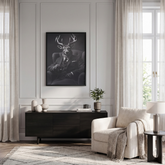 Home Luxe Framed Wall Art Stag In Suit Black & White Print 60X45Cm