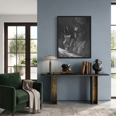 Home Luxe Woman In Bath Framed Wall Art Black & White Print 60X45Cm