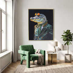 Home Luxe Crocodile Rock Glitter Wall Art 50x70cm Funky Framed Picture