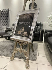 Jimmy Choo Golden Shoes Wall Chrome Frame