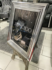 Jimmy Choo Golden Shoes Wall Chrome Frame