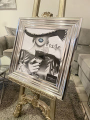 Lady Drinks Cocktail Wall Art Chrome Step Frame