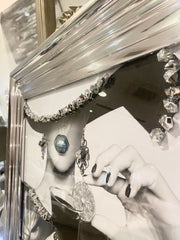 Lady Drinks Cocktail Wall Art Chrome Step Frame