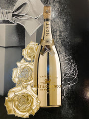 Large Moet Giftbox In Gold Paint Canvas Wall Art Gold Frame