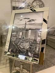Las Vegas Black & White Wall Art Mirror Frame 90Cm X 70Cm
