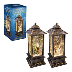 LED Glitter Antique Lantern SANTA / SNOWMAN
