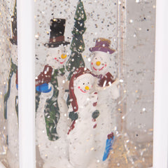 LED Glitter Snowman Lantern White