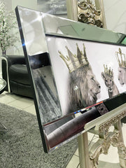 Lion King Family White 85Cm X 45Cm Wall Art Mirror Frame