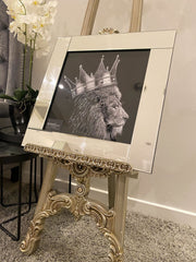 Lion King Silver Crown Wall Art Mirror Frame