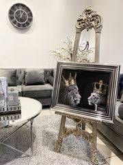 Lion & Lioness King Wall Art Chrome Frame