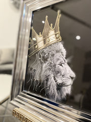 Lion & Lioness King Wall Art Chrome Frame