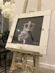 Lioness Silver Crown Wall Art Mirror Frame