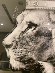 Lioness Silver Crown Wall Art Mirror Frame