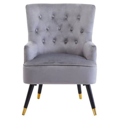 Loretta Grey Velvet Tufted Chair Home Luxe Interior
