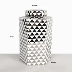 Luxe Large 30cm White & Silver Ginger Jar
