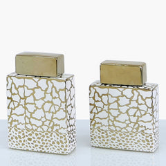 Luxe Medium 21.5cm Ginger Jar White And Gold