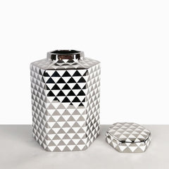 Luxe Medium 24cm White & Silver Ginger Jar