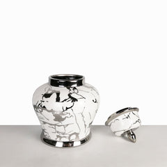 Luxe Medium 31.5 cm White & Silver Ginger Jar