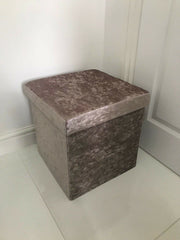 Luxury Crushed Velvet Square Folding Storage Box Chest Ottoman