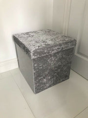 Luxury Crushed Velvet Square Folding Storage Box Chest Ottoman