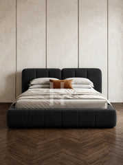 Modern Split-Back Curved Vertical Channel Upholstered Bed Frame