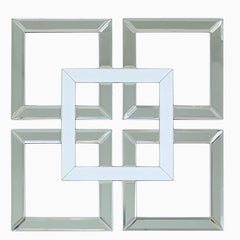 Manhattan 40cm Geo Mirror Wall Art White & Clear