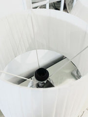 Marble Effect Table Lamp With White Round Shade Medium