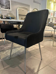 Marco Dining Chair Brushed Velvet In Black - Sold In Pairs