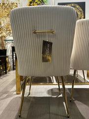 Marco Dining Chair Brushed Velvet In Mink Gold Legs - Sold In Pairs