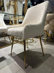 Marco Dining Chair Brushed Velvet In Mink Gold Legs - Sold In Pairs