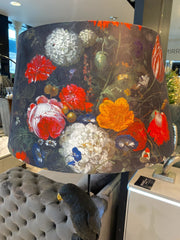 Matt Black Parrot Floor Lamp with Boho Floral Shade