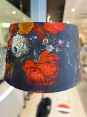 Matt Black Parrot Floor Lamp with Boho Floral Shade