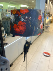Matt Black Parrot Floor Lamp with Boho Floral Shade