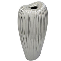 Medium Silver Ribbed Vase
