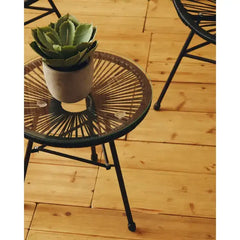 Miami Black Rattan 3 Piece Patio Set